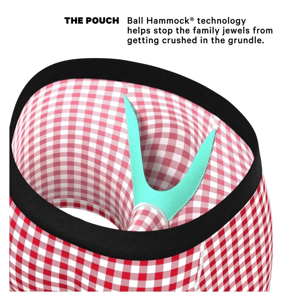 Shinesty Mens The Hot Diggity Ball Hammock Boxer Briefs Red Gingham Corndog M - Picture 5 of 6